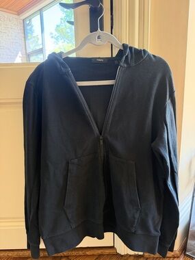 Theory Classic Black Zip-Up Hoodie size large